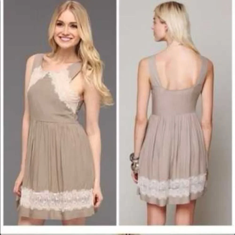 Free People Taupe Georgia Lace Dress Women’s Size 8